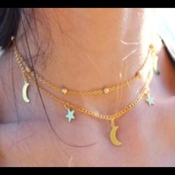 Aura Jewelry - Moon Stars Choker Necklace
